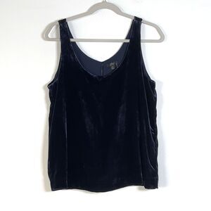 J. Crew Velvet Tank Top Cami Size 8 Tall Navy Blue Sleeveless Scoop Neck